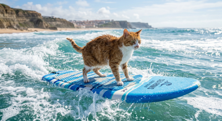 Kot na desce podbija Zalew w Siedlcach