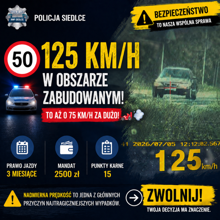 125 km/h w terenie zabudowanym. 19-latek stracił prawo jazdy na drodze wojewódzkiej 698