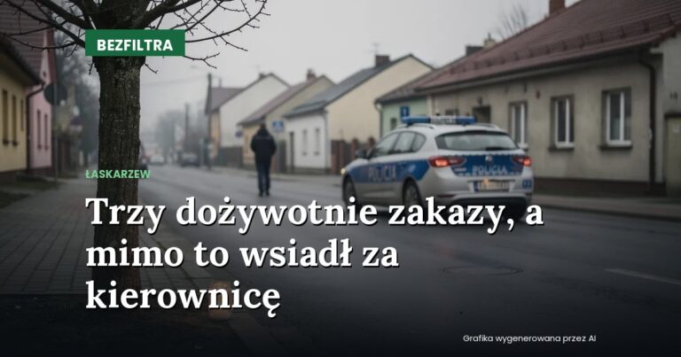 Trzy dożywotnie zakazy, a mimo to wsiadł za kierownicę — ŁASKARZEW