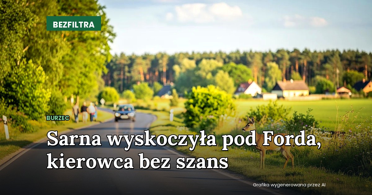 Sarna wyskoczyła pod Forda, kierowca bez szans — BURZEC