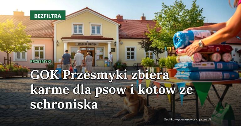 GOK Przesmyki zbiera karme dla psow i kotow ze schroniska — PRZESMYKI