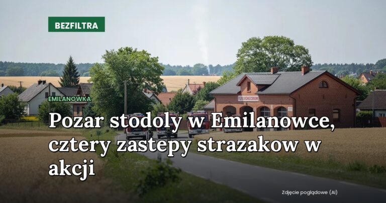 Pozar stodoly w Emilanowce, cztery zastepy strazakow w akcji — EMILANOWKA