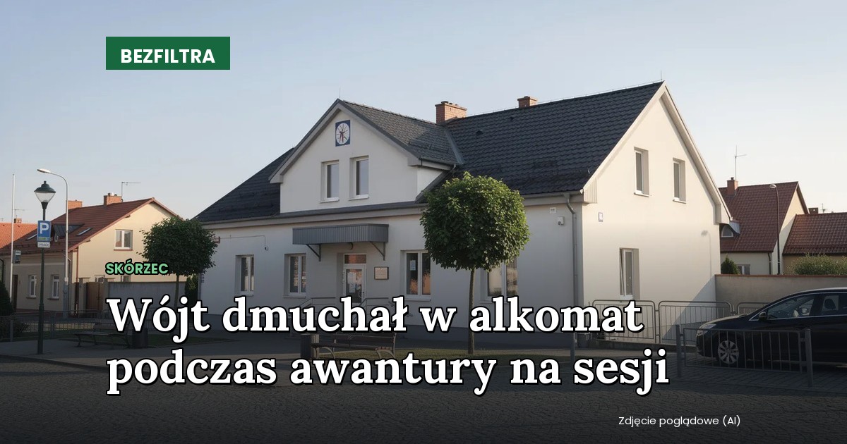 Wójt Długosz dmuchał w alkomat na sesji. Mieszkaniec chciał narkotestu. Witamy w Skórcu